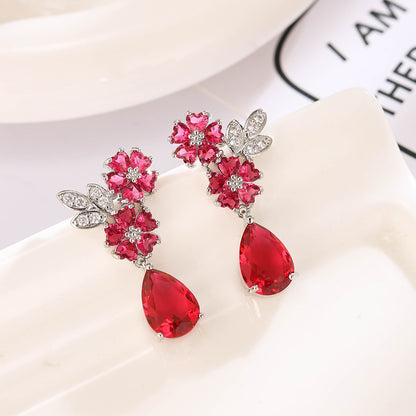 Luxury Zircon Wedding Long Dangle Earrings with Round Water Drop Elegant CZ Earrings for Women Bridal Wedding Jewelry Dress