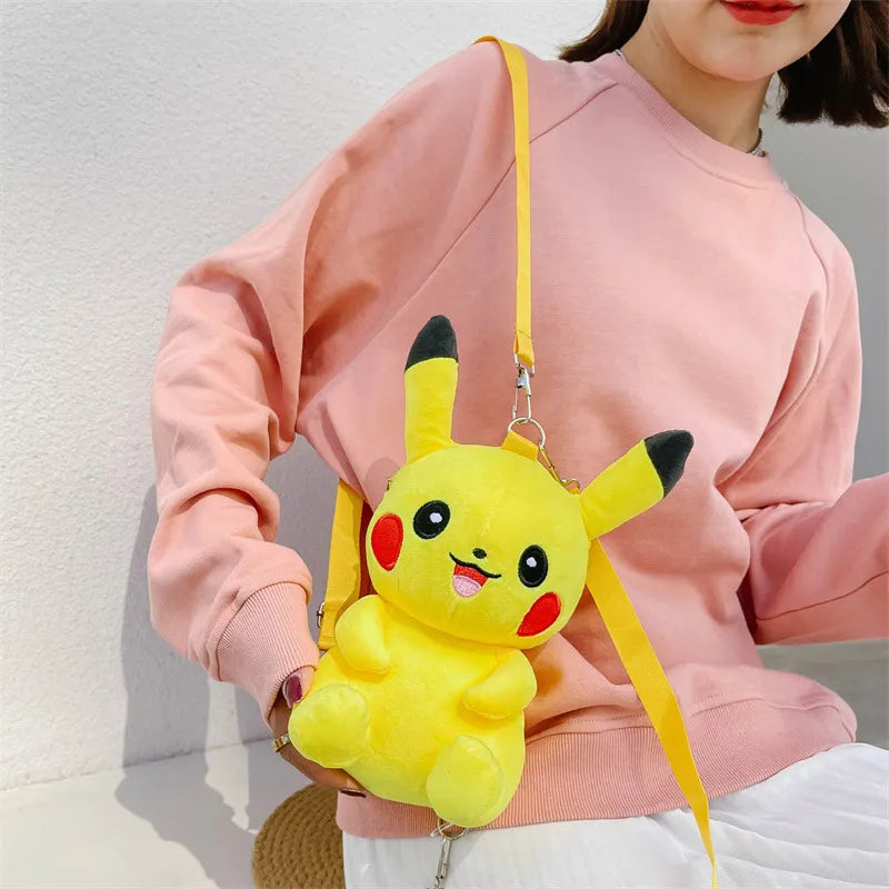 Pokemon Pikachu Plush Backpack Japanese Anime Cartoon Video Game Animals Children's Schoolbags Doll Christmas Birthday Gifts