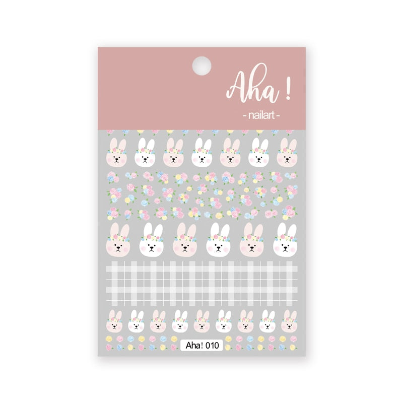 1Sheet Korean White Cloud Blue Nail Art Sticker 3D Star Moon Decal Pure Twilight Self-adhesive Manicure Slider Accessories RE#53