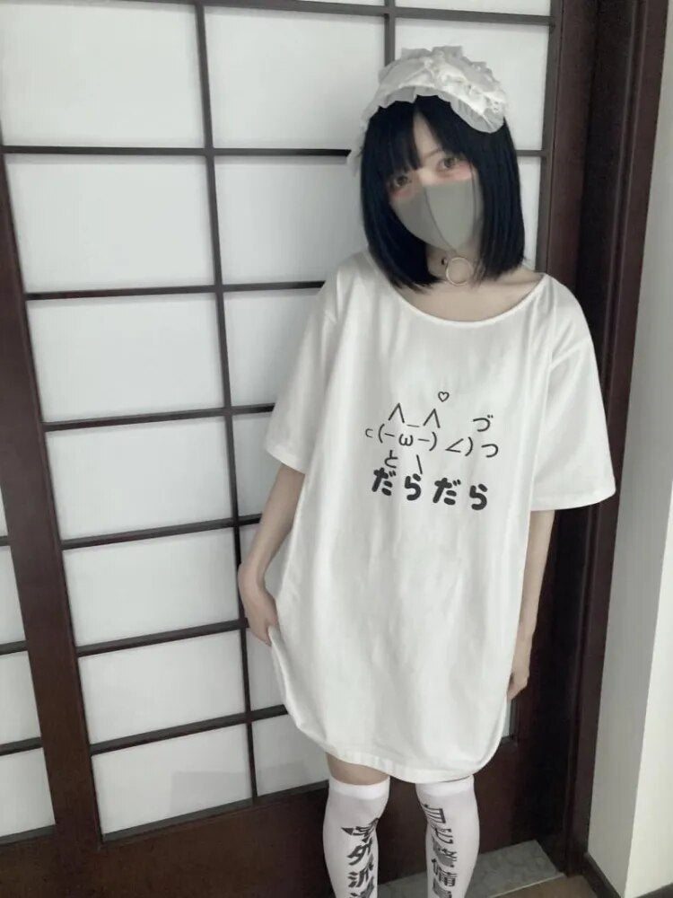 Aesthetic Summer Loose T-shirt Casual O Neck Japanese Cartoon Tops Women Short Sleeve Fashion Sweet Harajuku Tees
