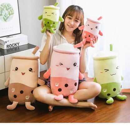 Cute Boba Milk Tea Plushie Toy Soft Stuffed Latte Americano Coffee Taste Milk Tea Hug Pillow Balls Bubo Tea Cup Cushion For Kids