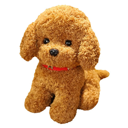 Teddy Dog Stuffed Animals 28cm Fluffy Golden Doodle Puppy Plush Toys Maltipoo Plushies Fuzzy Curly Hair Collar Soft Doll Kids Birthday Gift