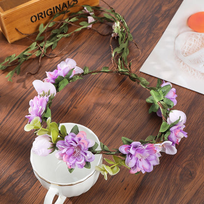 Bohemian Rattan Flower Vines Crown Headband for Bride Wedding Hair Accessories Girls Floral Wreath Head Band Hairstyles Headdres