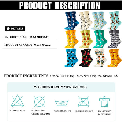 Cute Women Socks Cartoon Animal Food Fruit Socks  Kawaii Funny  Trendy Socks Happy Harajuku Casual Socks Autumn Spring Stocking