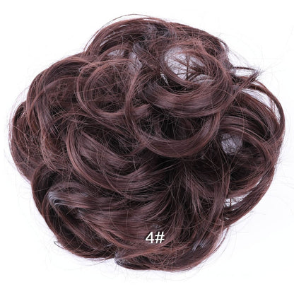 Jeedou Messy Bun Chignon Donut Hair Pad Elastic Hair Rope Rubber Band Synthetic Hairpiece Black Gary Brown Color