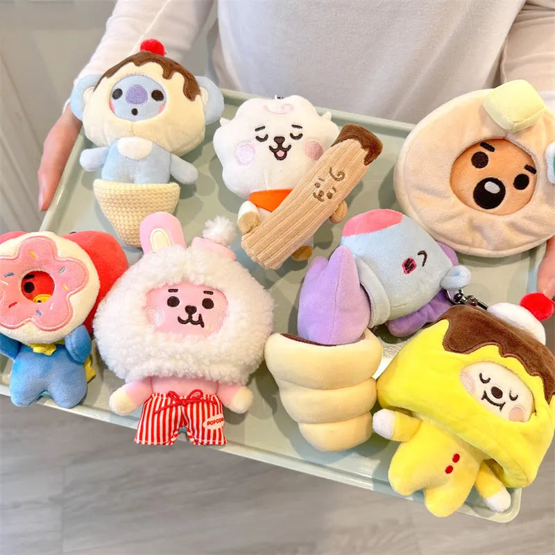 BTS Plushies BT21 Plush Toys Stuffed Animals Hobby Tata RJ Chimmy Cooky Shooky Mang Koya Dessert Series Soft Doll Keychain Backpack Bag Charm Birthday Present