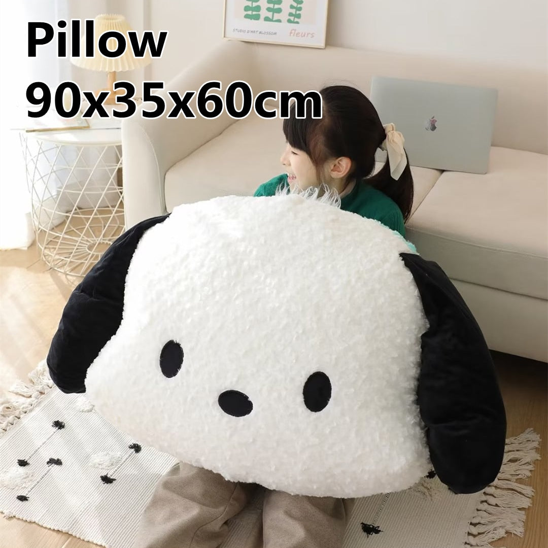 Cute Sanrio Pochacco Headrest Safety Belt Cover Soft Car Accessories Stuffed Animal Back Cushion Plushies Hug Pillow Blanket Plush Toy Birthday Gifts