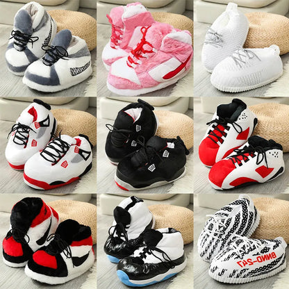 Women's/Men Winter Cotton Cute Shoes Cute Cartoon Animal Warm Home Plush Shoes Woman Male Foam Sneakers Bread Fat Slippers Size