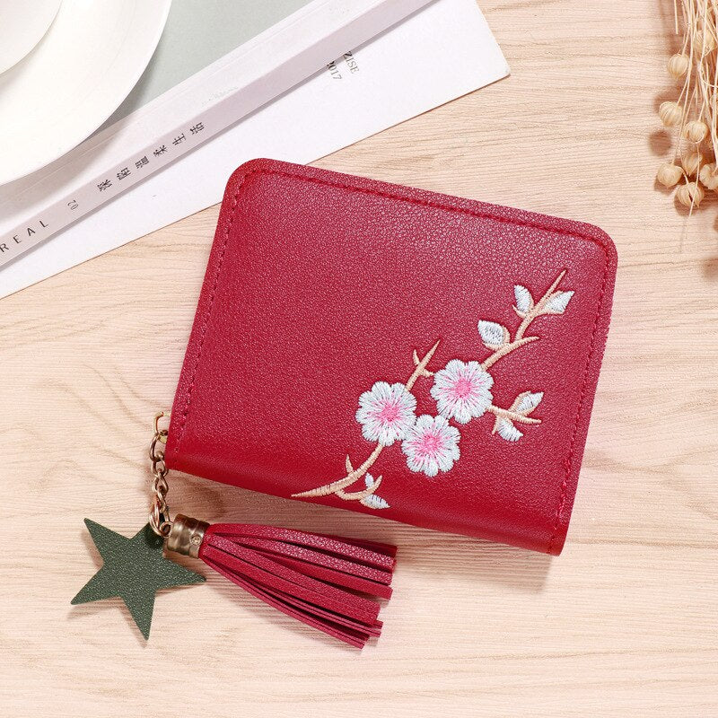 1PC Women Small Wallet Ladies Mini Tassel Wallet Cute Girl Short Zipper Lovely Pu Leather Coin Purse Female Hand Wallet Purse