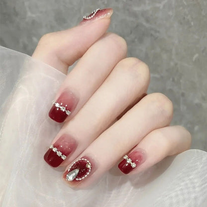 24Pcs Ballerina Long Square Nail Tips False Nails Wearable Fake Nails Butterfly Camellia Flower Pearl Design Press on Nails