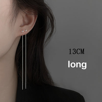 1Pair S925 Silver Needle 13CM Square Earrings Line Tassel Chain  Drop Earring Women's Ear Line Straight Jewelry New Years Gifts