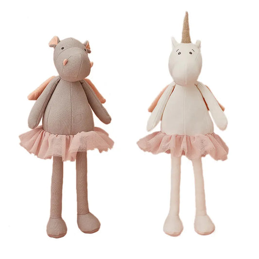 40cm Stuffed Animal Toys Plush Long Legs Unicorn Panda Pig Elephant Hippo Frog with Tutu Dress Baby Cuddle Dolls Birthday Toy for Children