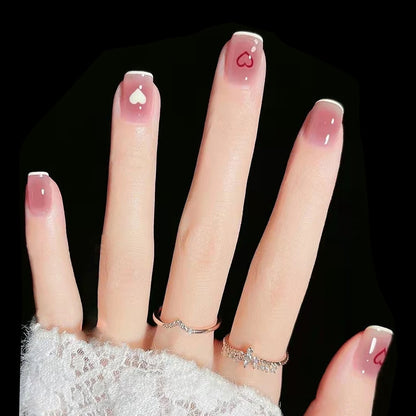 24Pcs Ballerina False Nails with Glue Short Nail Beauty Tools Press on Fake Nails Full Cover Artificial Nails Tips Manicure