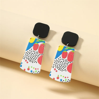New Pattern Earring New Retro FlowerContrast Color Square Earrings Acrylic Simple Candy Color Earrings Pendientes Piercing