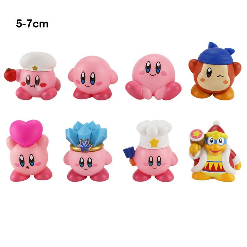 4-8pcs Anime Games Kirby Action Figures Toys Pink Cartoon Kawaii Kirby PVC Cute Figure Action Toy Christmas Gift for Children