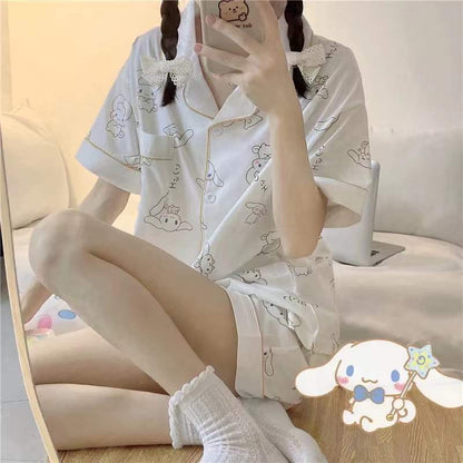 Sanrio Kawaii Pochacco Women Winter Warm Flannel Pajamas Thick Coral Velvet Long Sleeve Cartoon Sleepwear Kawaii Home Suit Coat