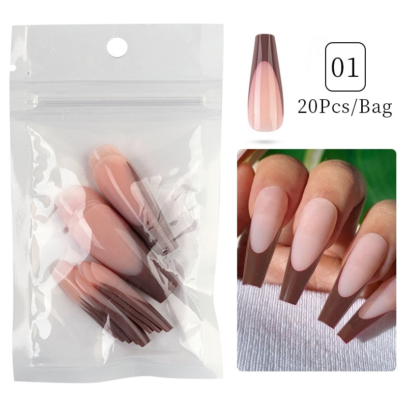 24pcs Sweet Summer Fake Nails Patches Pink Glitter Nude Press on Nails Women Wearable Nail Art Stickers Full Finished False Nail