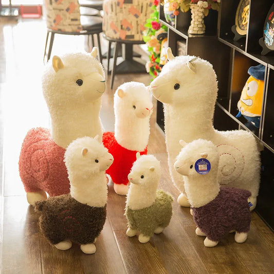 Llama Stuffed Animal Alpaca Plush Toys 6 Colors Plushies Fluffy Cute Kawaii Soft Doll Room House Decor Kids Girl Childrens Birthday Christmas Gift