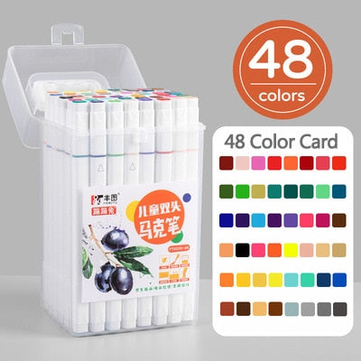 Vibrant Colors 168pcs Marker Set Double Ended Pens for Artists - Manga Drawing School Art Supplies