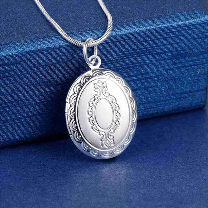 925hot sale Silver color Photo Frame Pendant Necklace Snake Chain For Woman Charm Wedding Fashion Jewelry ColorLN072