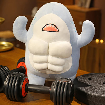 GIANT Shark Plushie 60cm Buff Swole Stuffed Animal Plush Toys Gym Shark Big Muscles Pillow Buddy Cushion Soft Doll Children Kids Gift