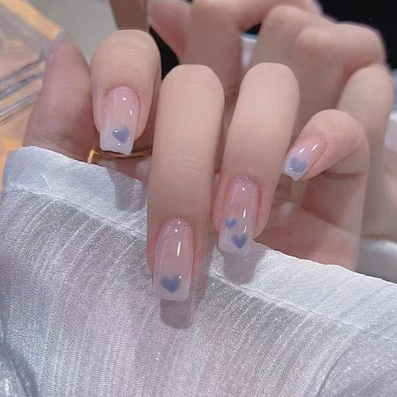 24Pcs Ballerina False Nails with Glue Short Nail Beauty Tools Press on Fake Nails Full Cover Artificial Nails Tips Manicure