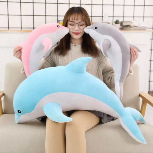 160cm Big Size Kawaii Dolphin Plush Toys Lovely Stuffed Soft Animal Pillow Dolls for Children Girls Sleeping Cushion Gift