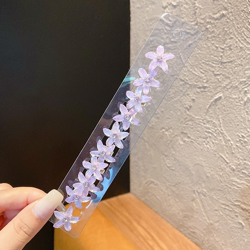 10PCS/Set Hair Clip Braided Hair Small Flower Hair Buttons Hairpin Girl Cute Headdress Girl Mini Hair Claw Hair Accessories