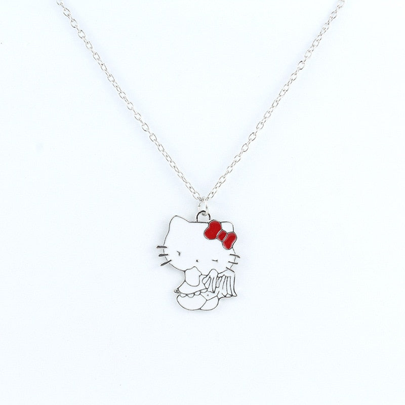 New Hello Kitty Pearl Necklace Cartoon Sanrio Anime KT Cat Luxury Y2k Sweet Clavicle Pendant Christmas Gift Girls Without Box