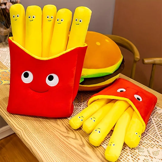 Creative Cute French Fries Hamburger Pizza Ornament Couple Style Plush Toy Doll Small Doll For Girls Boys Birthday Gift