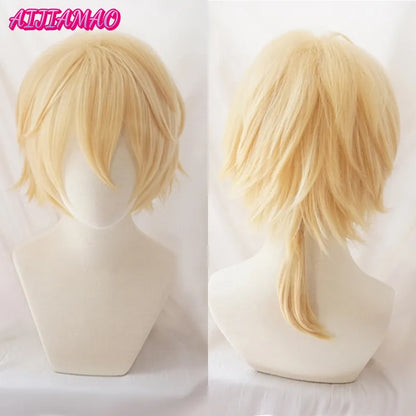 Rin Len Short Blond Heat Resistant Synthetic Hair Anime Cosplay Wigs + Track Code + Free Wig Cap