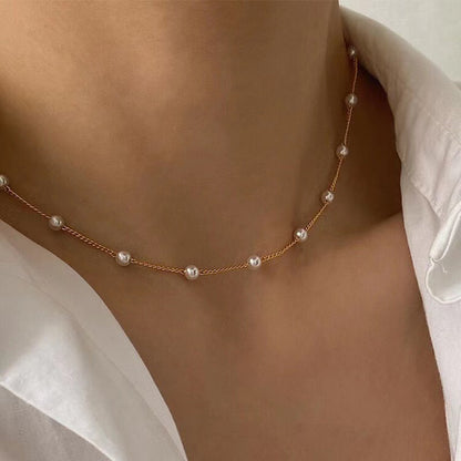 New Fashion Kpop Pearl Choker Necklace Cute Double Layer Chain Pendant For Women Jewelry Girl Gift