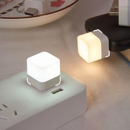 1pc USB Plug Lamp Mini Night Light Computer Mobile Power Charging Small Book Lamps LED Eye Protection Square Reading Light