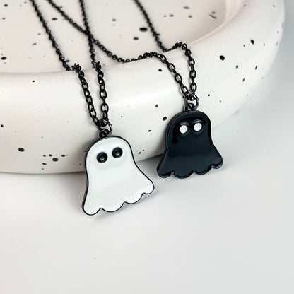 Cute Cartoon Ghost Friendship Couple Pendant Necklaces For Korean Fashion Female Men Best Friend Lovely Women Necklaces Jewelry