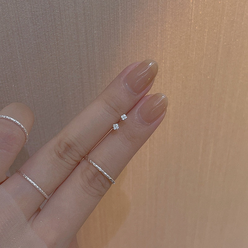 Simple Piercing Stud Earrings for Women Star Moon Zircon 925 Silver Needles Tragus Cartilage Asymmetry Pendiente Plata Jewelry