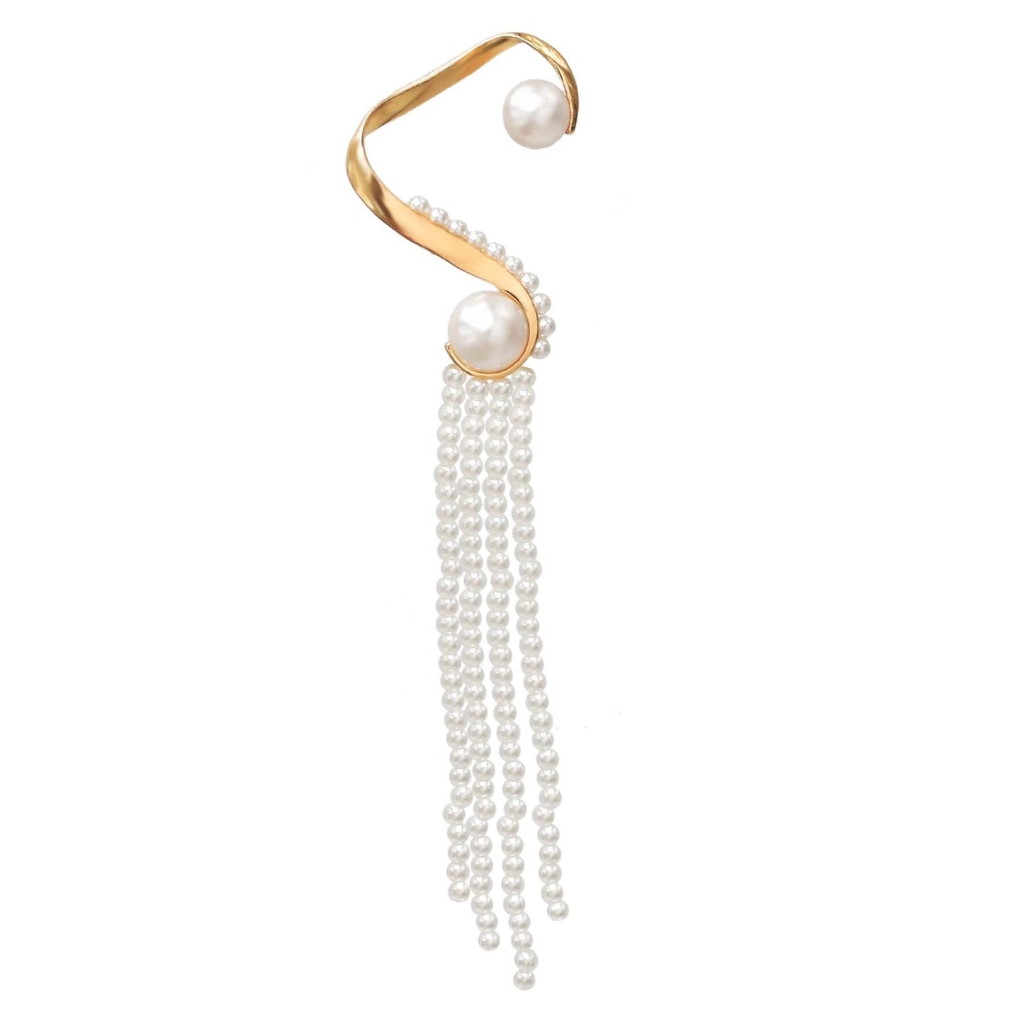 Alloy Leaves Women Ear Cuff Vintage Baroque Exaggerated Beads Clip Earrings Handmade Party Jewelry Gifts Female