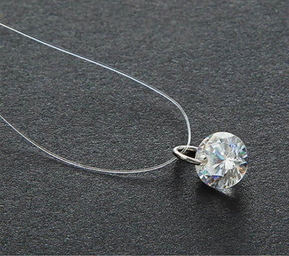 Fashion Shiny Crystal Necklace Zircon Pendant Transparent Fishing Line Invisible Ladies Necklace Jewelry Clavicle Chain Chocker