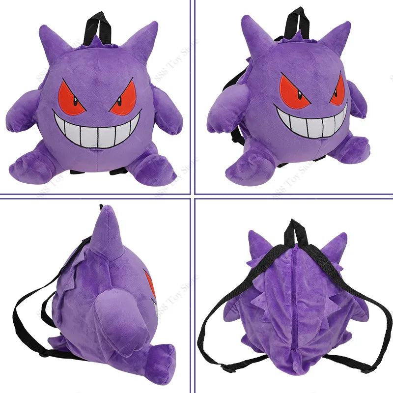 5 Styles Pokemon Backpack Plush Bag Eevee Gengar Snorlax Mimikyu Mew Backpack Schoolbag Shoulder Bag Toy for Kids Christmas Gift