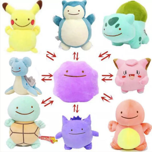 Anime Pokemon Dolls Ditto Reversible Pillow Cushion Transform Pikachu Lapras Bulbasaur Snorlax Stuffed Plush Dolls Toys TFA1666