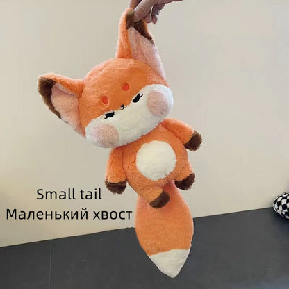 Red Fox Stuffed Animal Plush Toy with Big Giant White Tail Cute Kawaii Anime Cartoon Plushie Room Decor Bed Pillow Soft Doll Girl Kids Christmas Birthday Gift