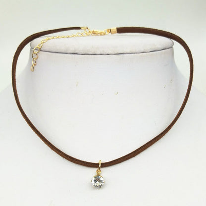 Poputton Rhinestone Chokers Necklaces for Women Jewelry Black Velvet Rope Chain Choker Necklace with Pendant Collier Femme