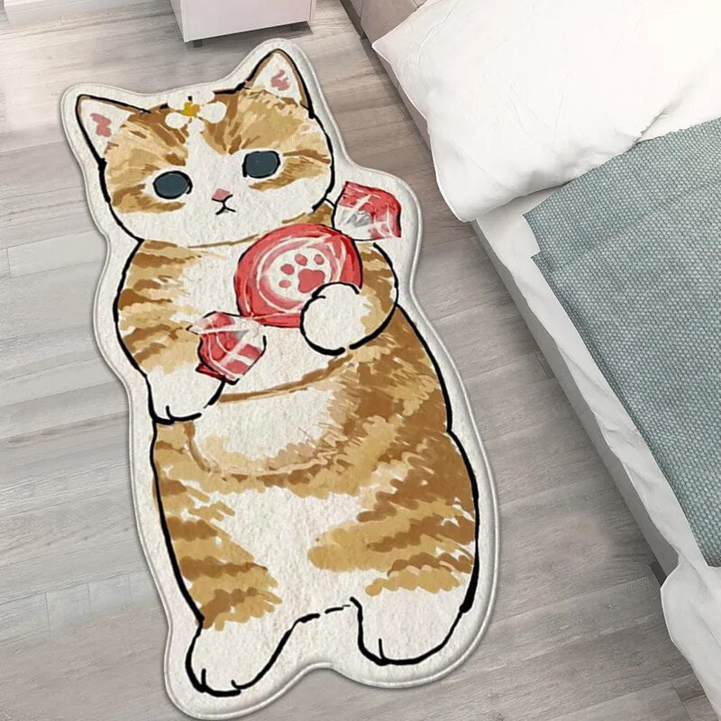 Kawaii Cat Mats Non-slip Bedside Rug Shaggy Floor Mat for Living Room Funny Rugs Entrance Doormat Home Decor Tapis 현관매트 매트