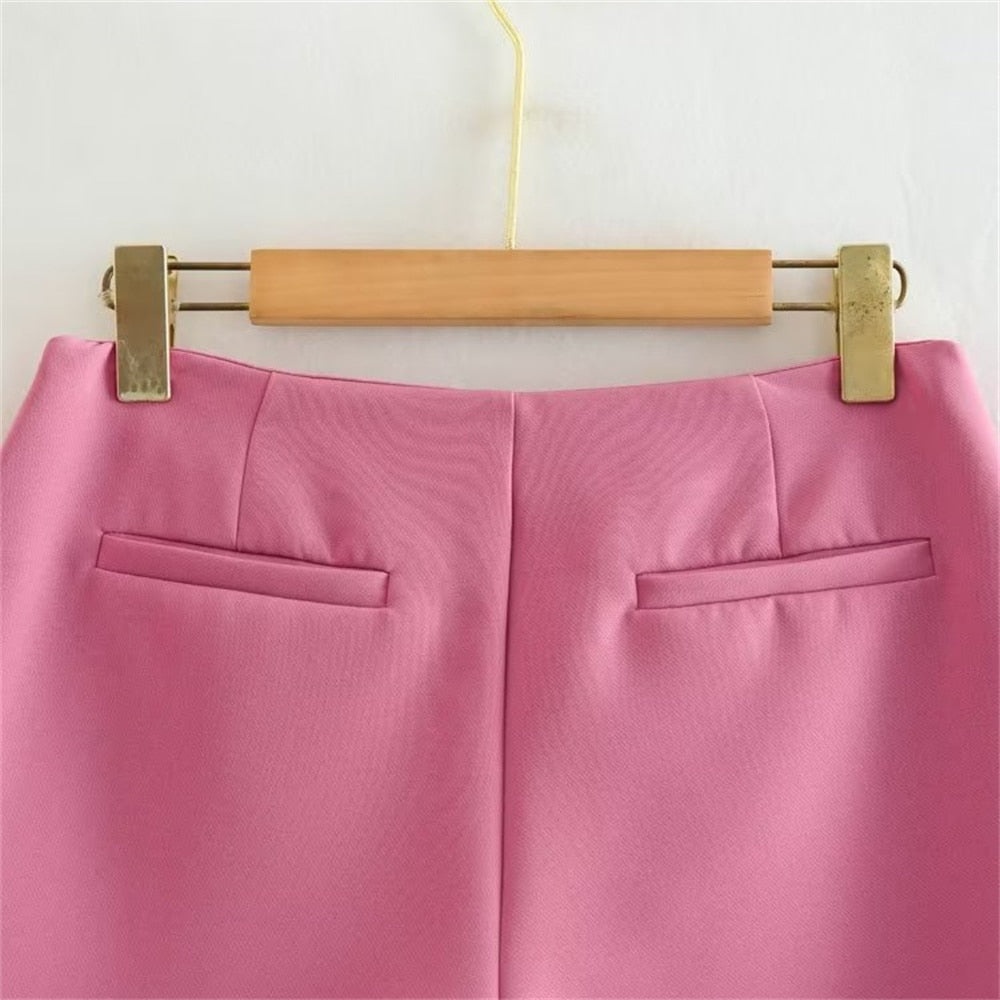 Spring New Women's Clothing Fashion Casual Commuting All-match Solid Color Slim High Waist A-line Skirt Pants