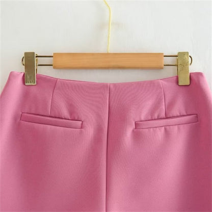 Spring New Women's Clothing Fashion Casual Commuting All-match Solid Color Slim High Waist A-line Skirt Pants