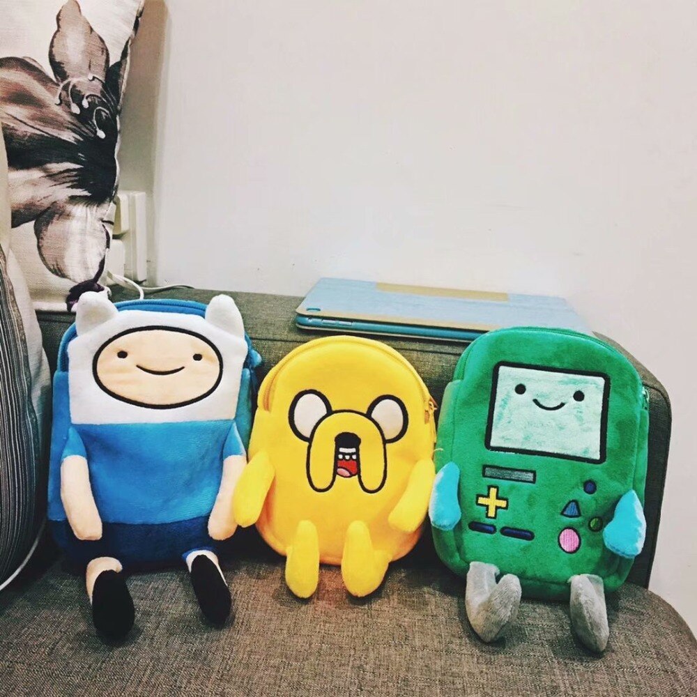 Adventure Time BMO Bag Finn the Human Jake the Dog Cartoon Figure Doll Crossbody Plush Coin Wallet Phone Bag Toys for Children