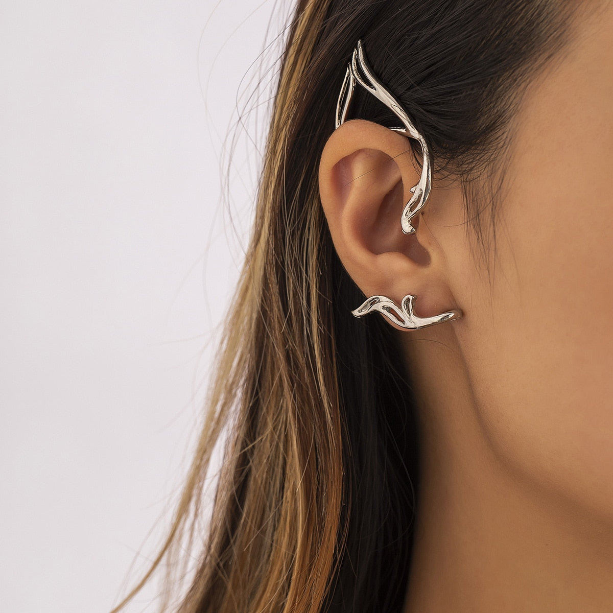 Punk Fairy Ear Cuff Goth Earring Dark Elf Ear Clip Earrings For Women Retro Silver Color Hip Hop Halloween Party Jewelry Gift