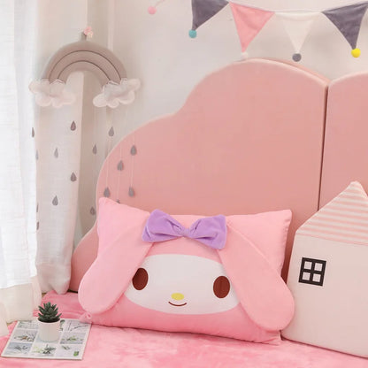 Sanrioed Anime Kawaii My Melody Cinnamoroll Kuromi Kt Cat Pillowcase Cartoon Cute Soft Plushie Detachable Pillow Case 62cmX42cm