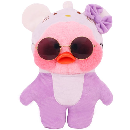 Cute Purple Collection Kawaii Duck Figure Umbrella Skirt Uniform Hairband Glasses Gift 30Cm Lalafanfan Plush Doll Accessories