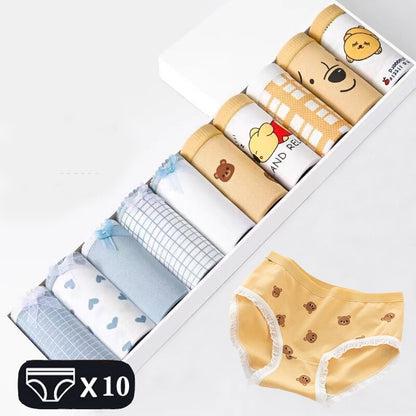 M-2XL Women's Underwear Cute Cotton Panties Briefs For Girl Ladies Lingerie Cartoon Girls Pink Pantys Underpants Thongs