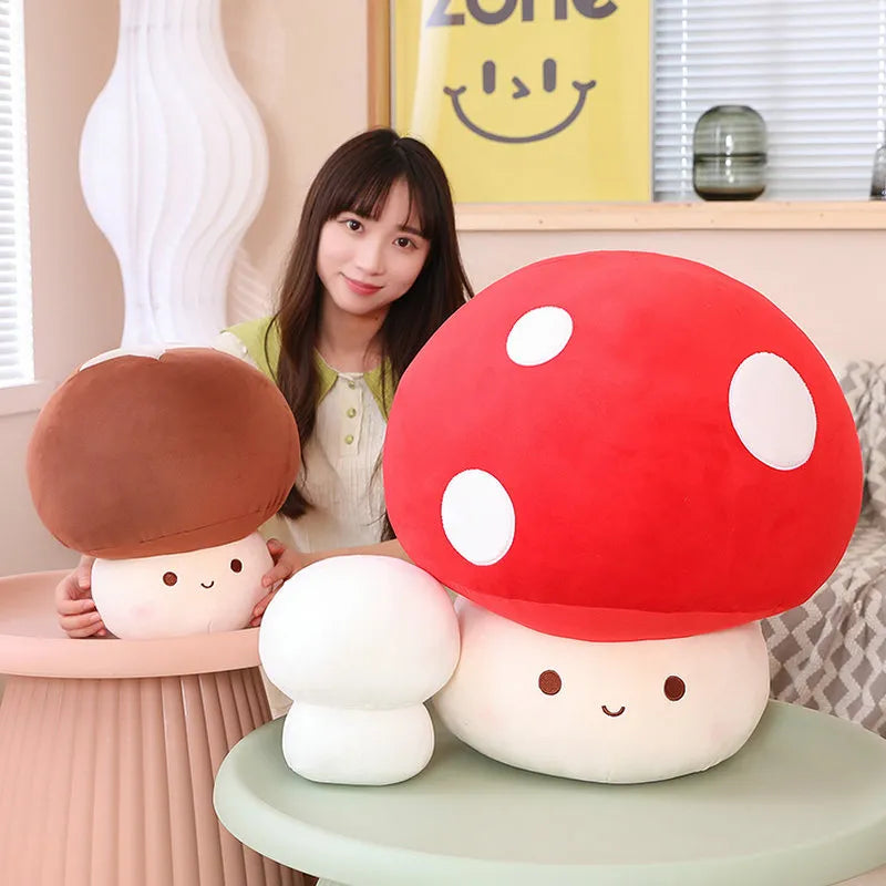 Mushroom Plushie Stuffed Red Big Plush Sofa Decor Plant Super Mario Bros Toy Creative Dried Throw Pillow for Kids